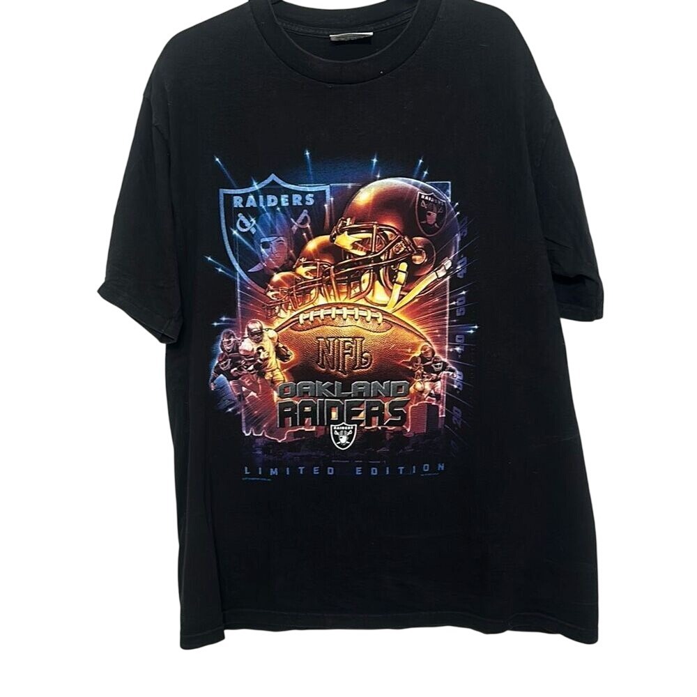 Vintage Y2K CSA Mens Black NFL‎ Oakland Raiders Limited Edition Graphic Tee XL
